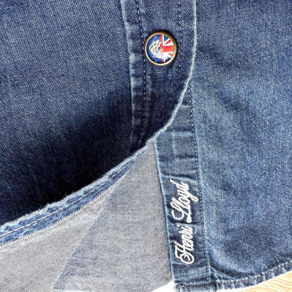 Vintage Rare Henri Lloyd Denim Blue 100% cotton logo signature made Portugal - M - Picture 7 of 9